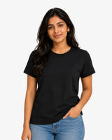 Suvin Gold Cotton Womens T-Shirt Black