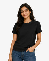 Pure Black suvin gold cotton womens t-shirt