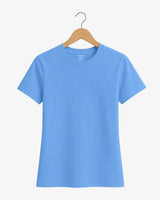 Blue Suvin Gold Cotton Womens Plain T-Shirt