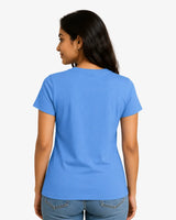 Suvin Gold Cotton blue Womens Plain T-Shirt