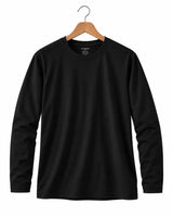 Black Suvin Gold cotton full sleeve T-shirt for men in premium cotton fabric