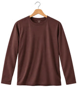 Man wearing deep burgandy brown SuvinGold cotton full sleeve T-shirt