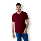 Men Round Neck Cotton T-Shirt -Red - model