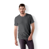 Men Round Neck Cotton T-Shirt - Dark Grey - model