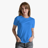Organic Cotton Short Sleeve Round Neck T-Shirt - Marina - model