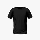 Black t-shirt on a white background