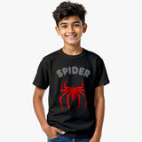 black cotton spider t shirt for kids boys graphic tee