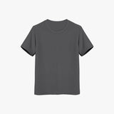 A gray short-sleeved crew neck kids' suvin cotton T-shirt