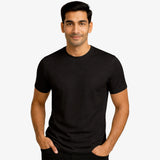 Man wearing Suvin gold cotton t-shirt
