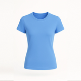 Suvin Gold Cotton Blue t-shirt on a white background