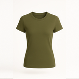 Suvin Gold Cotton Green t-shirt on a white background