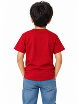Close-up of Red Suvin Gold cotton T-shirt showing soft premium cotton fabric texture