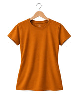 Close-up of Rustic Bronze Suvin Gold cotton T-shirt showing luxury cotton fabric texture