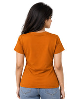 Close-up of Rustic Bronze Suvin Gold cotton T-shirt showing luxury cotton fabric texture