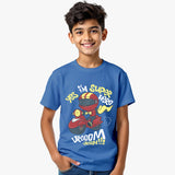 super hero printed t shirt with model