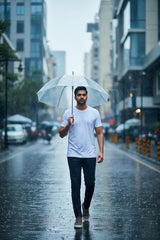 Best cotton t-shirt for Indian monsoon weather featuring premium Supima cotton fabric in humid rainy conditions