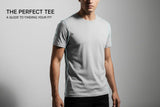 perfect t shirt fit guide showing ideal shoulder sleeve chest and length alignment