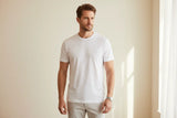 Premium Supima cotton white T-shirt for men with smooth fabric and clean fit