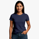 Soft and breathable Supima cotton essential luxe T-shirt for women in navy blue