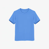 Plain Supima Cotton blue t-shirt on a light gray background