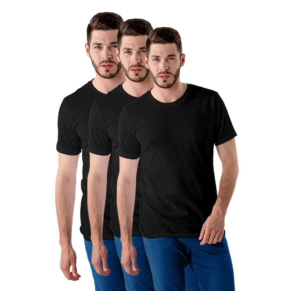 3 Piece Crew Neck Blank Tees Combo with model