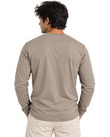 Back view of man wearing Warm Stone Suvin Gold cotton full sleeve T-shirt