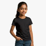Young girl wearing Supima Cotton Blank  black t-shirt 