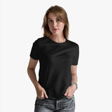 Women Plain Black cotton t shirt - Classic Crew Neck short sleeve t shirt perfect for daily wear