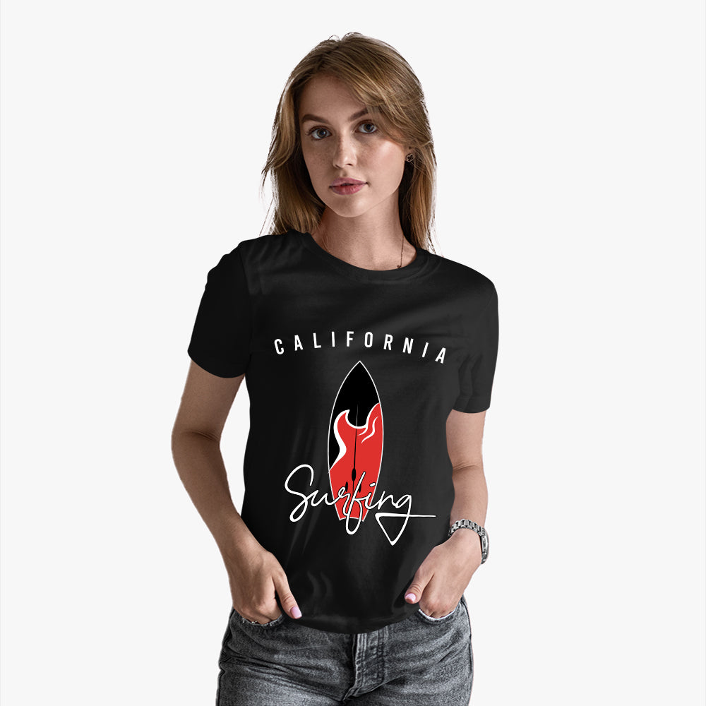 California_Surfing_ black T-Shirt women model