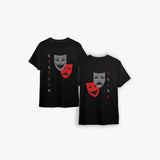 Comedy and Tragedy Mask Black T-Shirt For Men |Drama Printed Men's Black  t-shirt