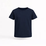 Navy blue t-shirt on a white background
