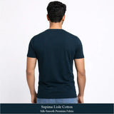 Male model wearing premium Supima Lisle cotton PREMIUM CREW NECK  T-shirt by Noobrand – luxury crew neck tee BACK SIDE