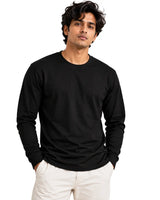 Man wearing Black Suvin Gold cotton full sleeve T-shirt front view
