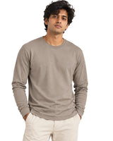 Man wearing Warm Stone Suvin Gold cotton full sleeve T-shirt front view