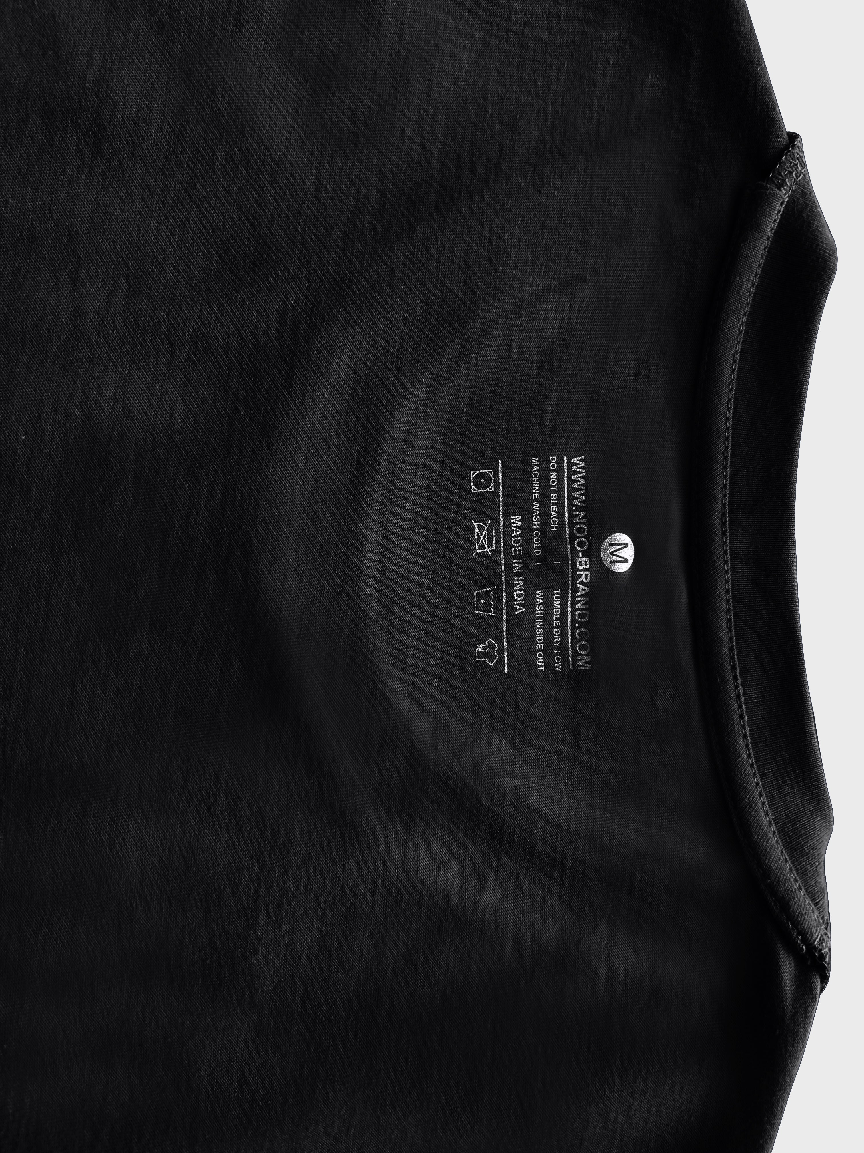 Men Regular Fit Cotton T-Shirt - Black - NOOBRAND LABEL
