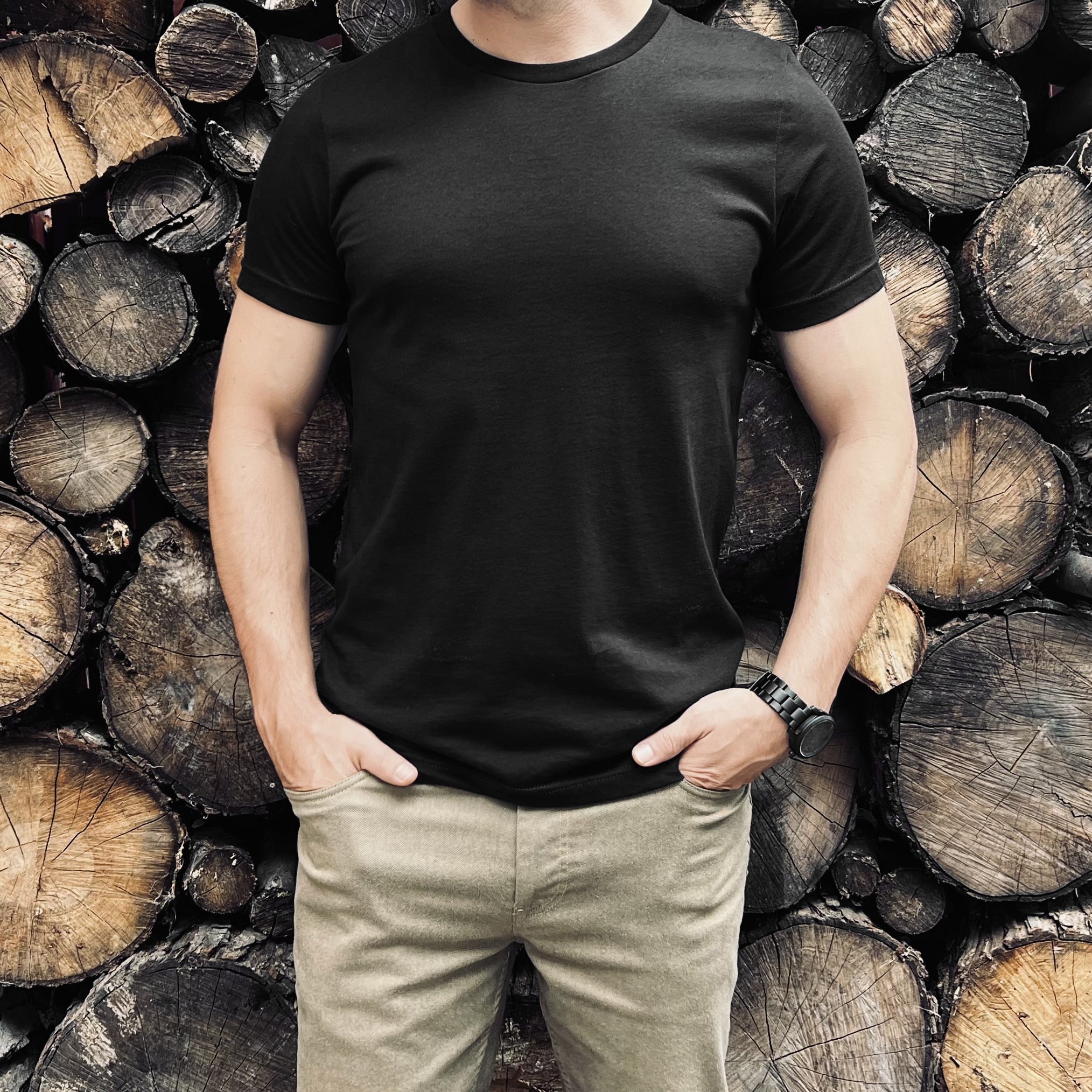 Men Regular Fit Cotton T-Shirt - Jet Black - model 1