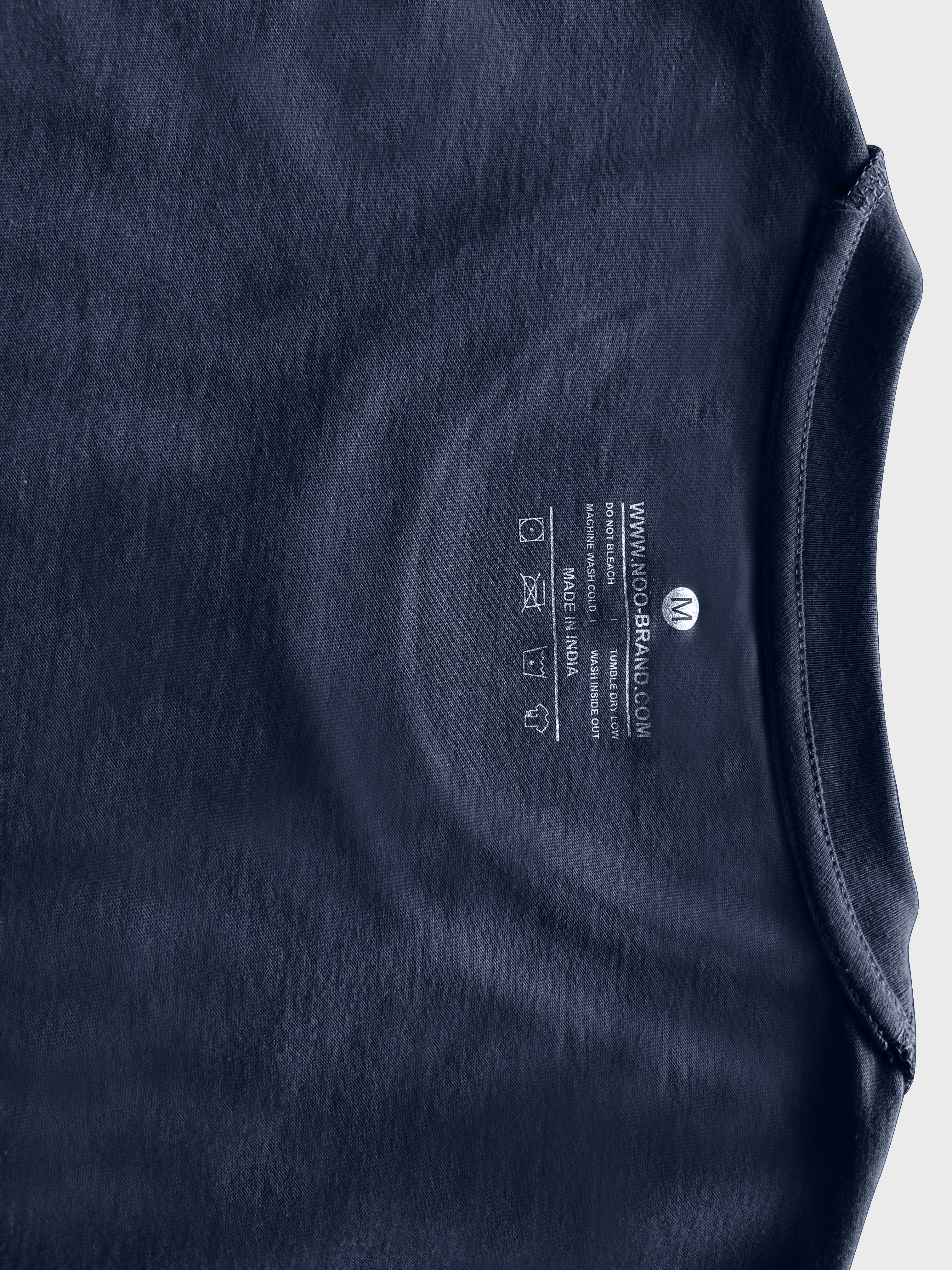 Men Regular Fit Cotton T-Shirt - Midnight Navy - NOOBRAND LABEL

