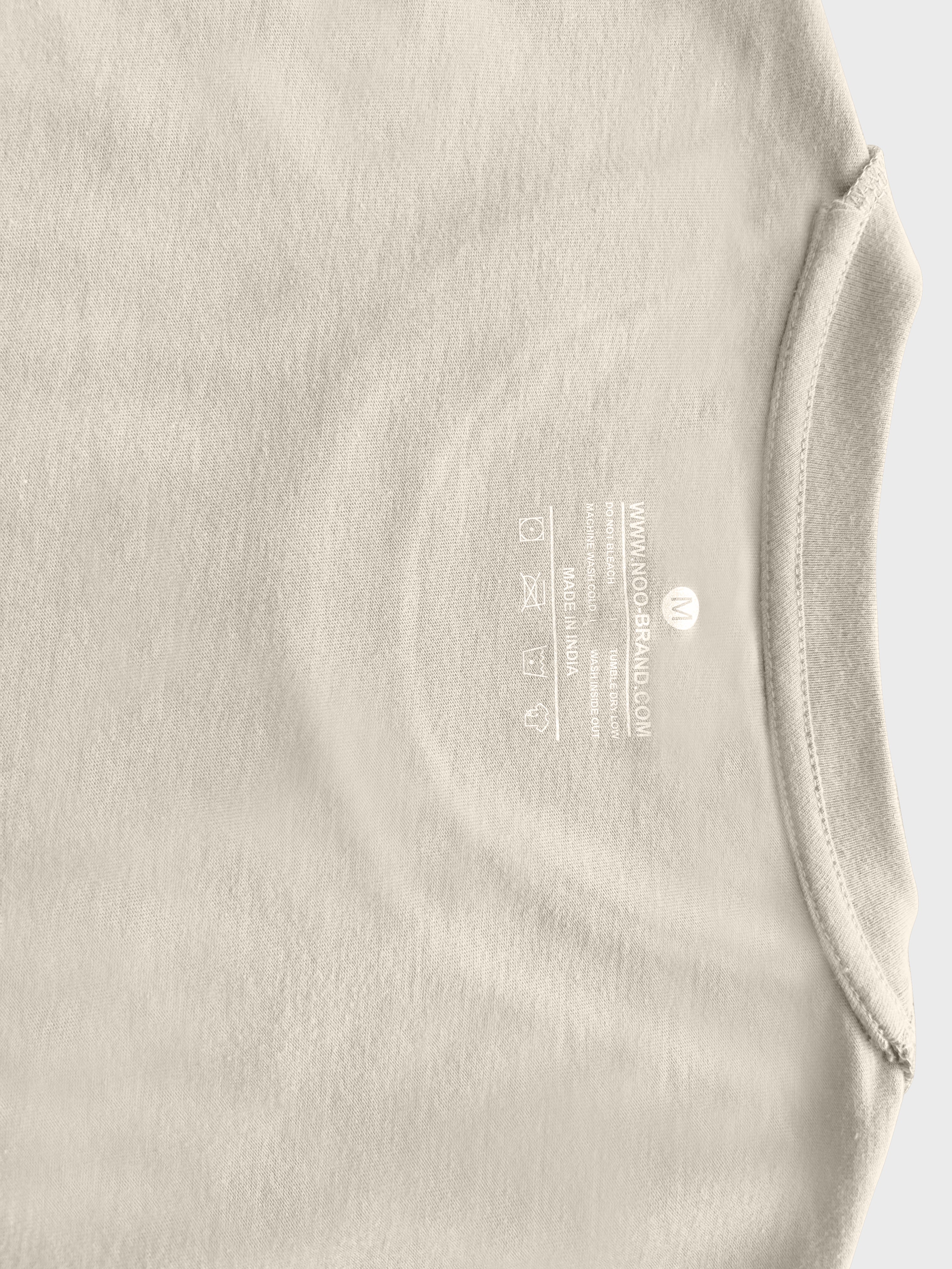 Men Regular Fit Cotton T-Shirt - Sand - NOOBRAND LABEL
