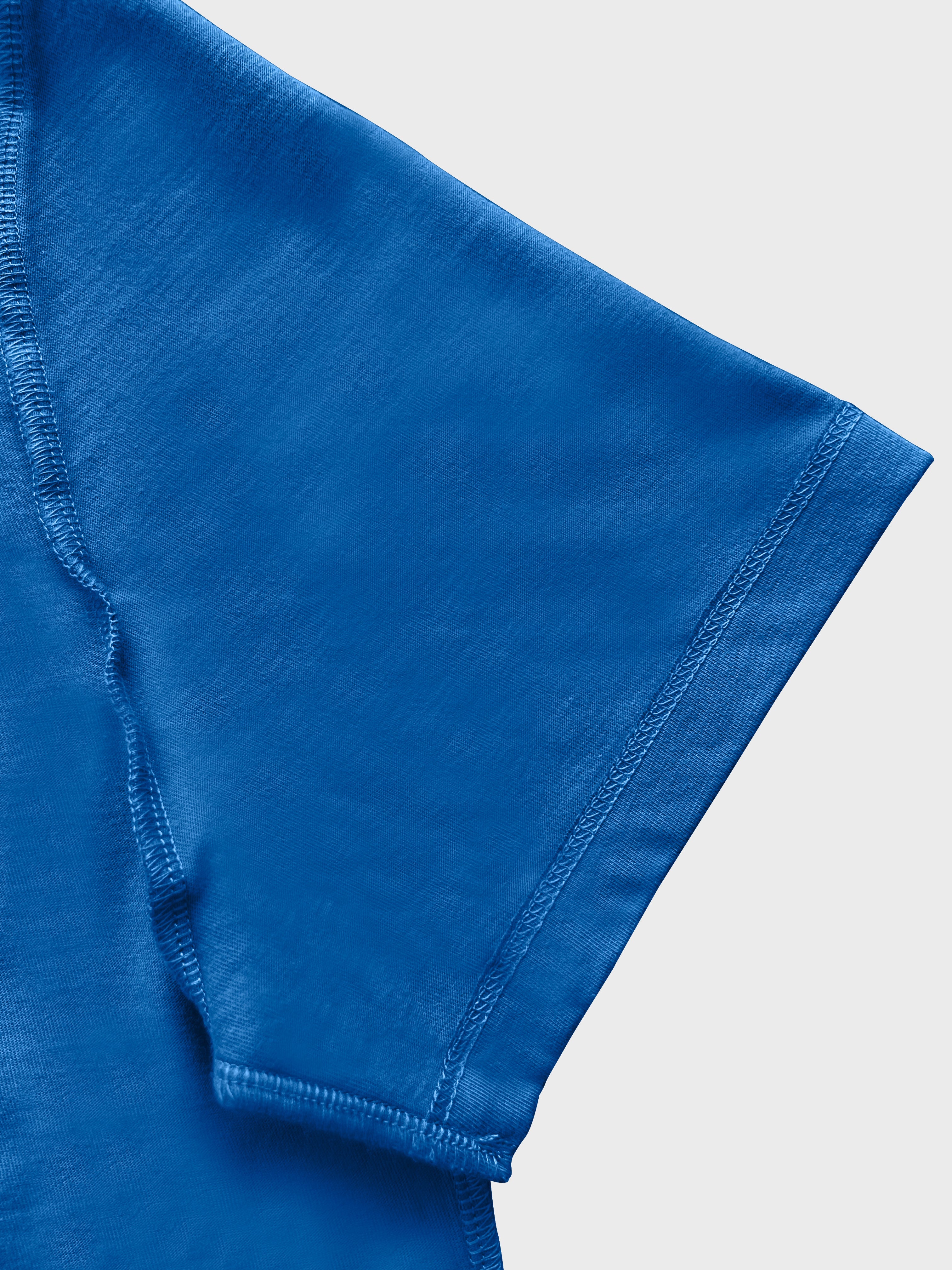 Men Regular Fit Round Neck Cotton T-Shirt - Royal Blue - Halfsleeve
