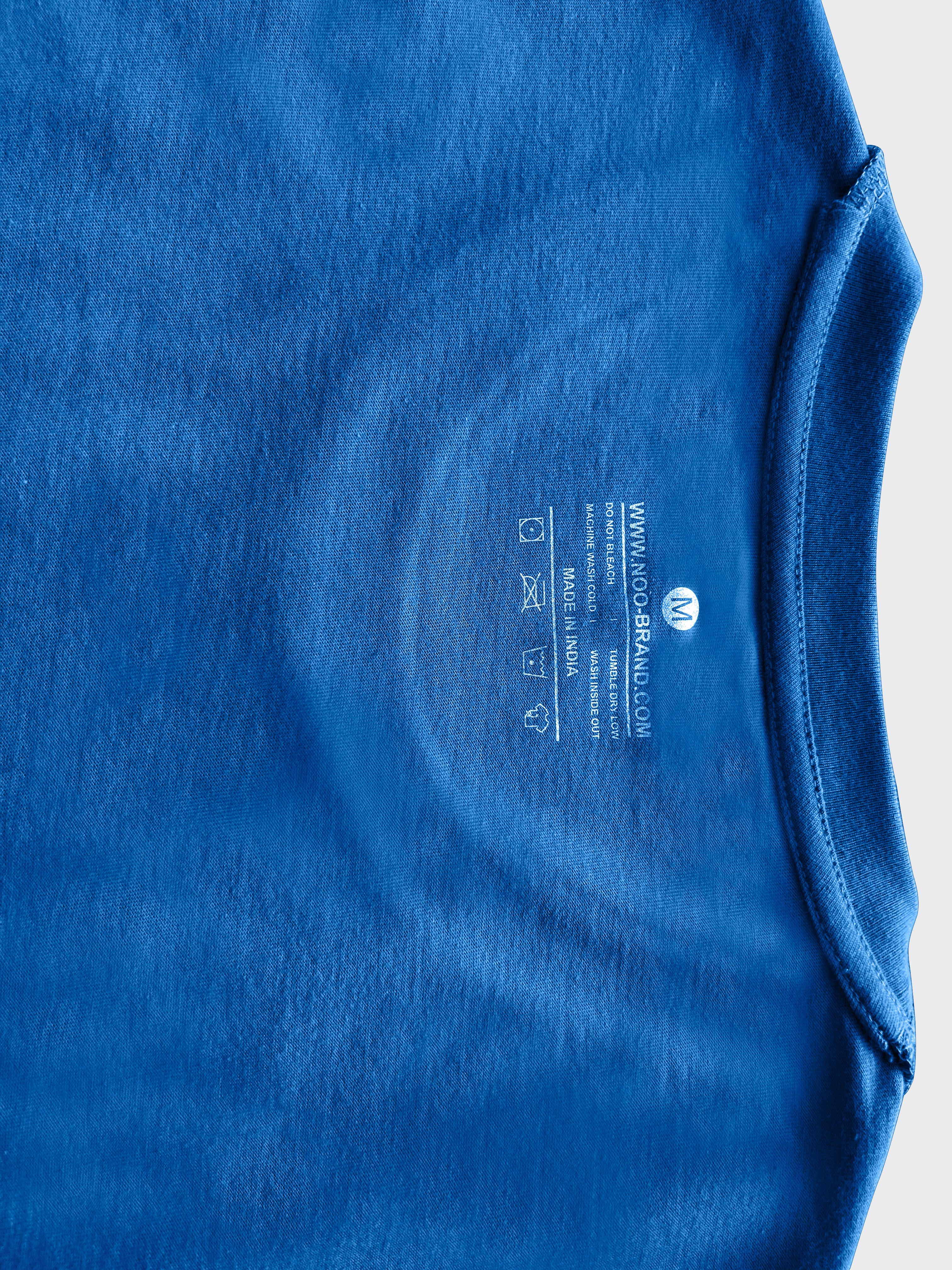 Men Regular Fit Round Neck Cotton T-Shirt - Royal Blue - NOOBRAND LABEL
