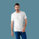 Men Regular Fit Round Neck T-Shirt - Bright White - model