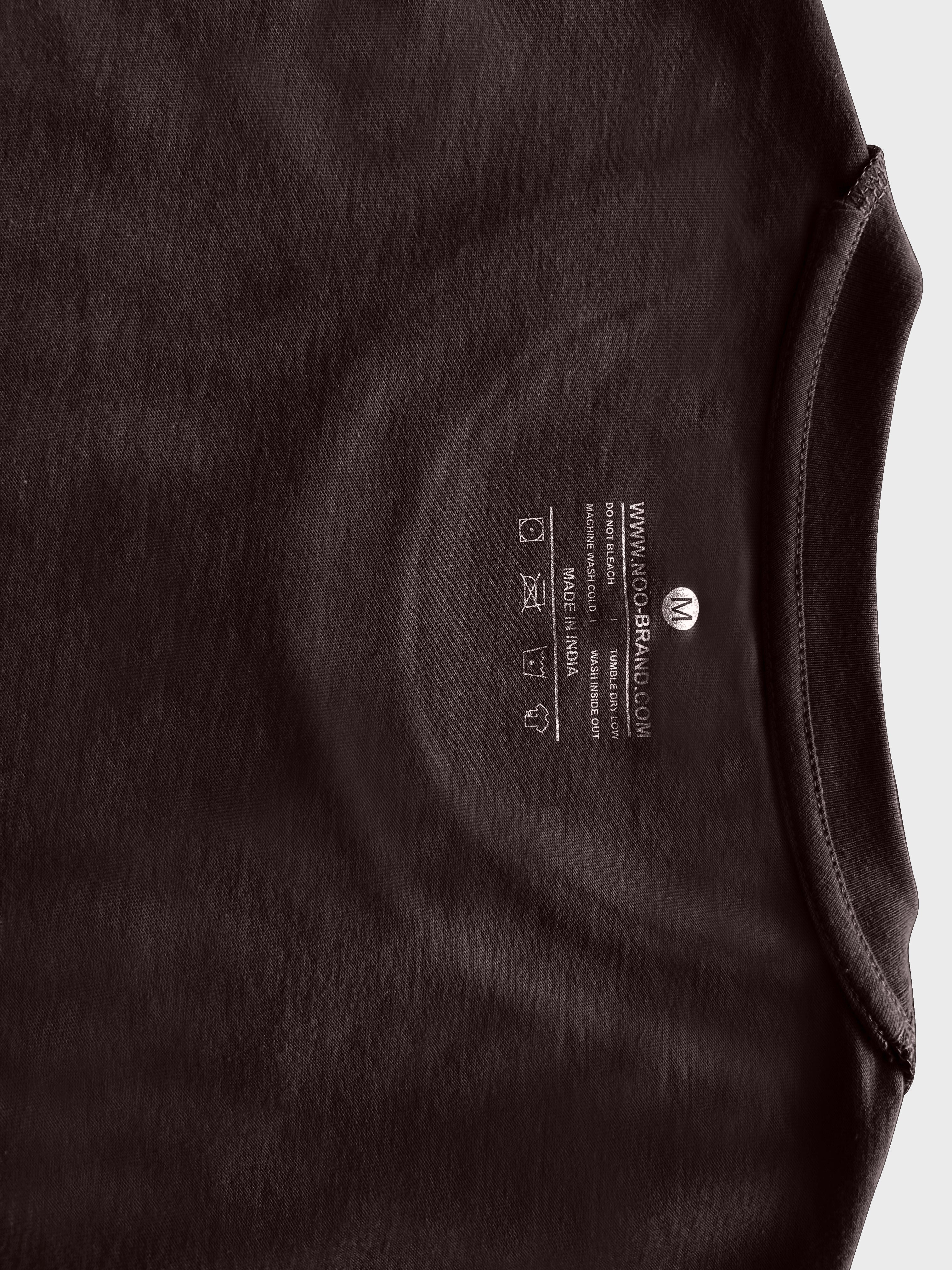 Men Regular Fit Round Neck T-Shirt - Chocolate Brown - NOOBRAND LABEL