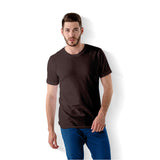 Men Regular Fit Round Neck T-Shirt - Chocolate Brown - model

