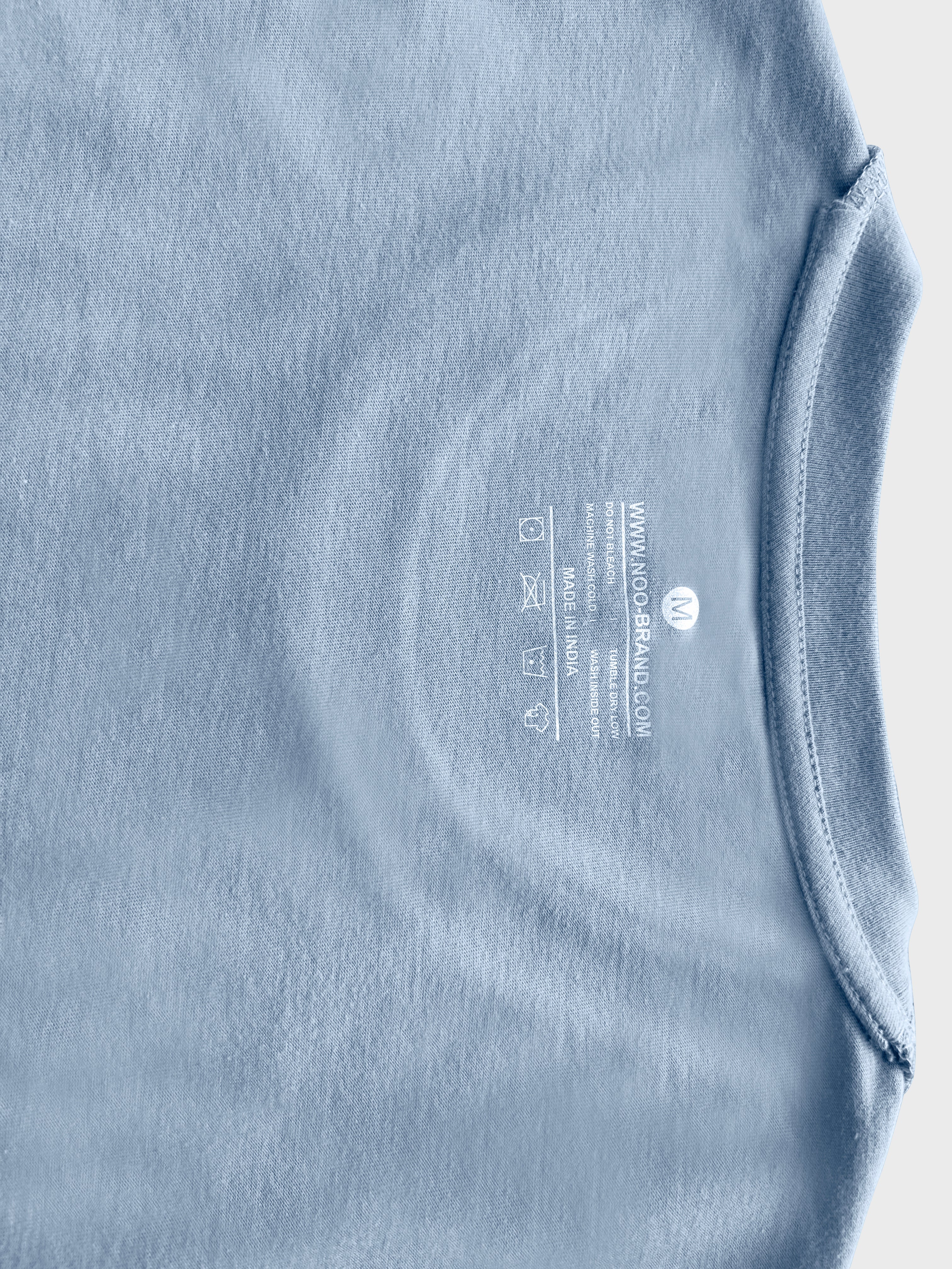 Men Regular Fit Round Neck T-Shirt - Stone Denim - NOOBRAND LABEL