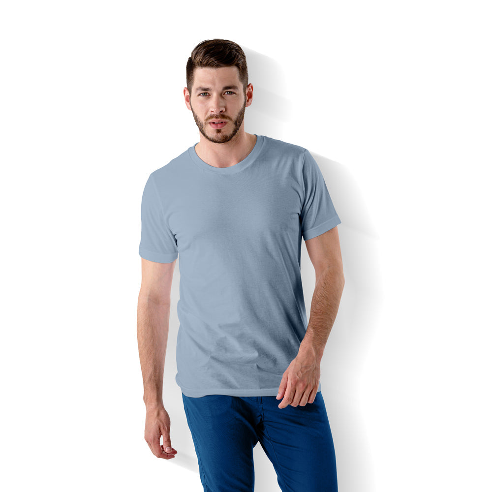 Men Regular Fit Round Neck T-Shirt - Stone Denim - model
