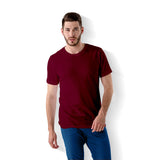 Men Round Neck Cotton T-Shirt -Red - model