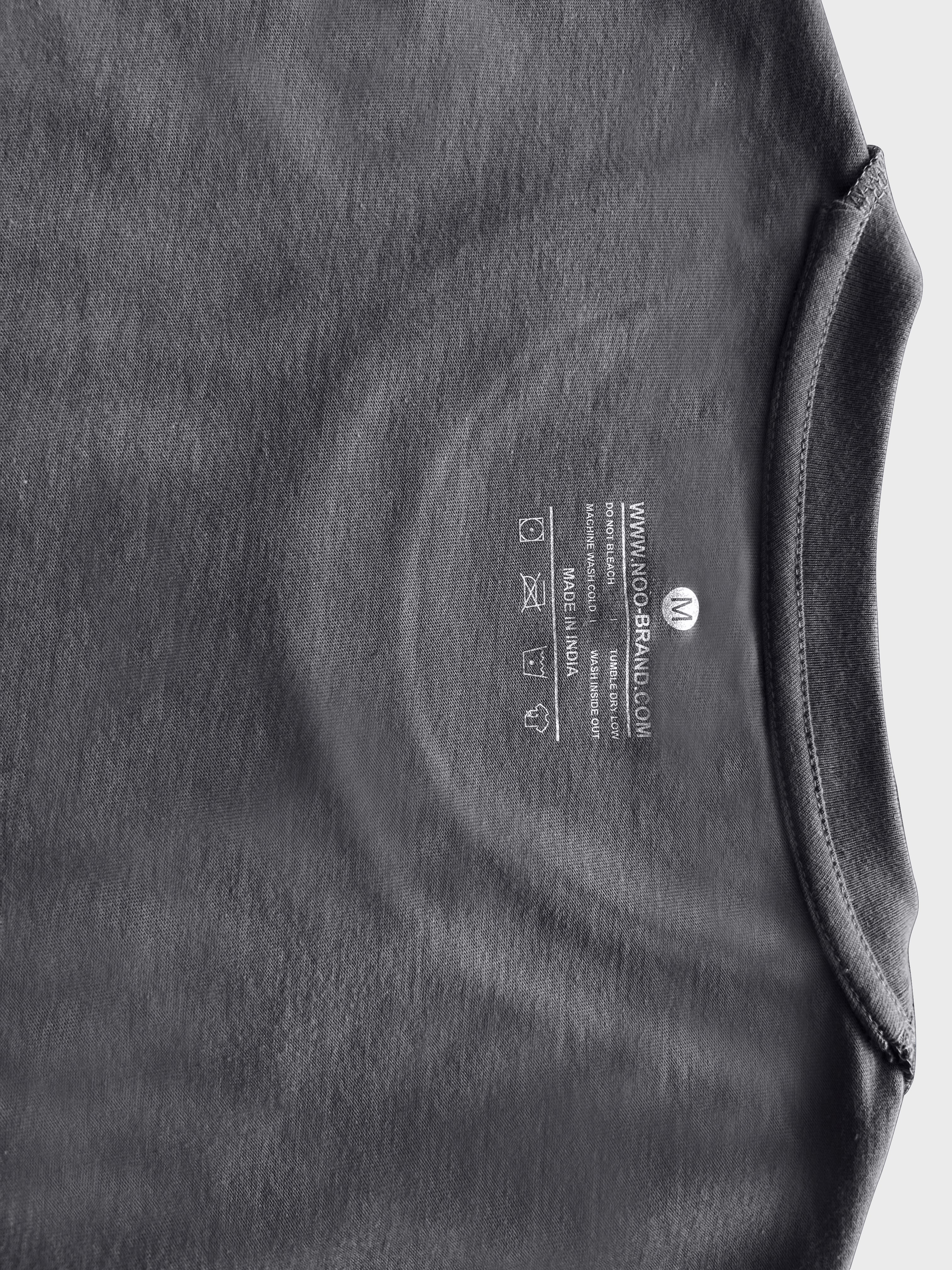 Men Round Neck Cotton T-Shirt - Dark Grey - NOOBRAND LABEL
 