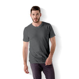 Men Round Neck Cotton T-Shirt - Dark Grey - model
