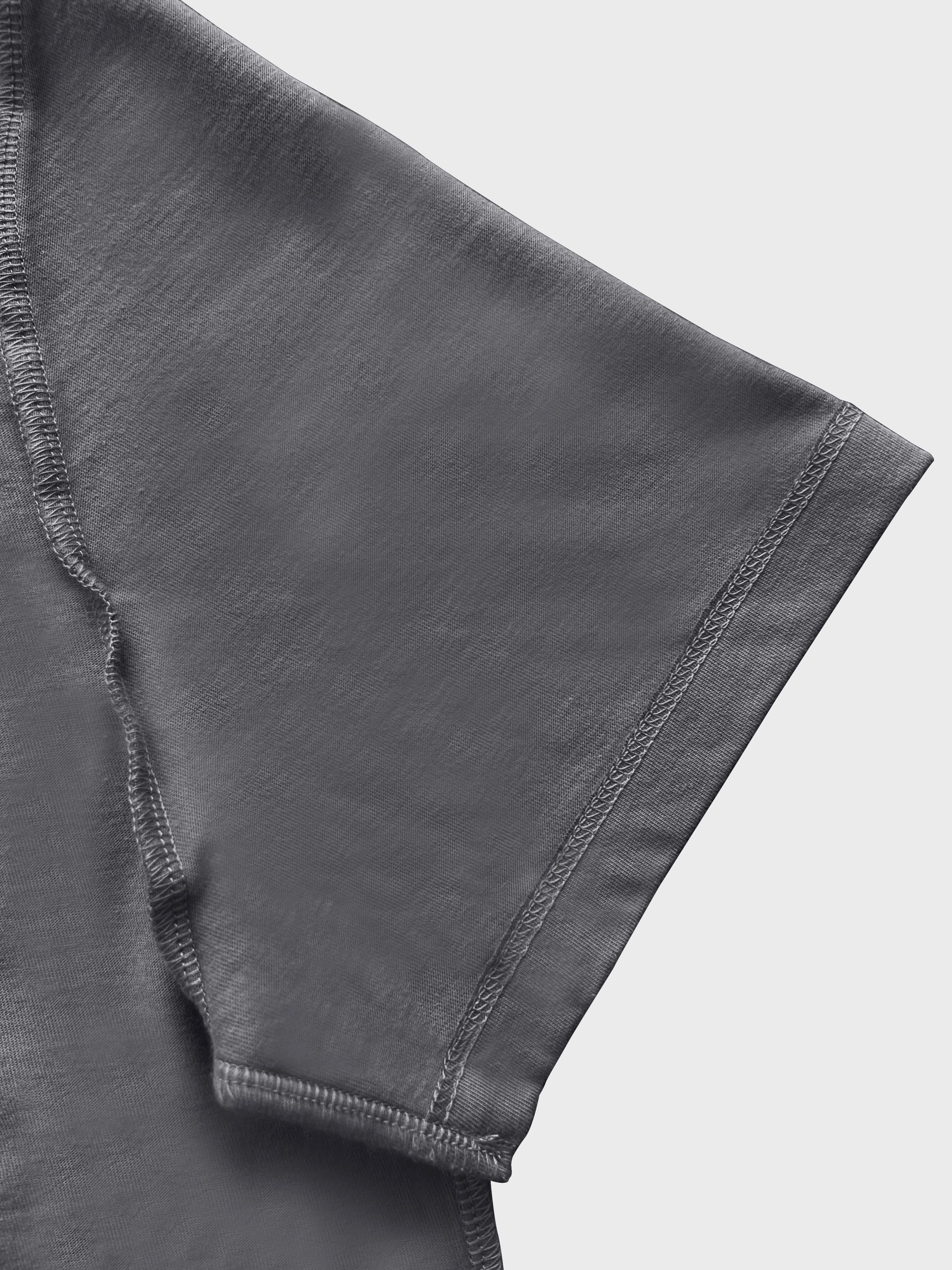Men Round Neck Cotton T-Shirt - Dark Grey - short sleeve
