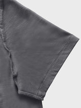 Men Round Neck Cotton T-Shirt - Dark Grey - short sleeve
